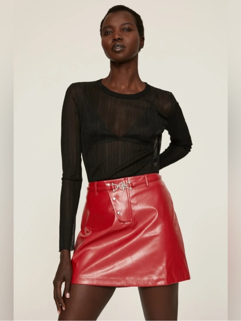 Saunders Collective Red Mini Skirt